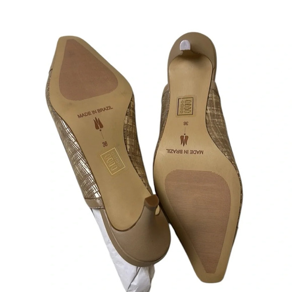 Anthropologie shoes women NEW! Slingback kitten heel Aurora warm taupe gold.7.5 - Picture 6 of 16